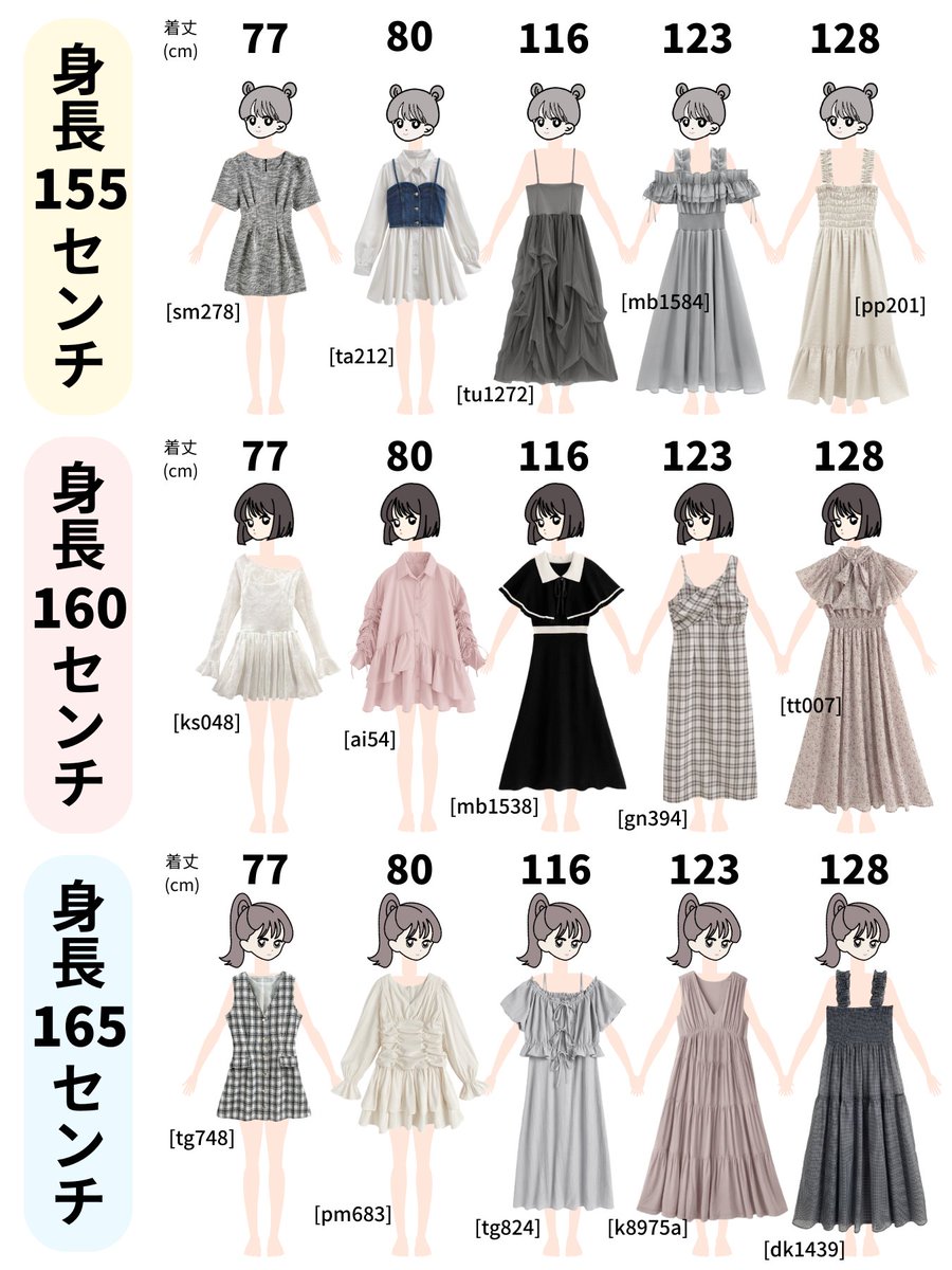 hanna234_hanna's tweet photo. 【身長別】ワンピースの丈感メモ✍🏻ネットで買う時もこれ見れば失敗ナシ🥹GRLのアイテムだけでまとめてみた↓ https://t.co/ziPSU7jF2S