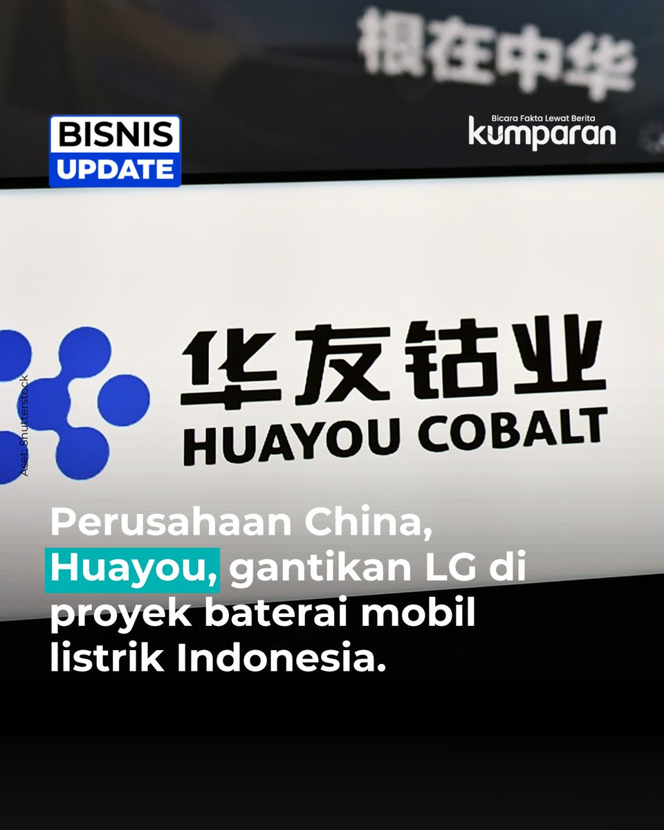 kumparan's tweet photo. LG Energy Solution (LGES) cabut dari proyek baterai EV terintegrasi senilai Rp 129,9 triliun di Indonesia. Posisi LG kini digantikan perusahaan China, Zhejiang Huayou Cobalt. #kumparancampaign #NEVSummit #bisnis #oneliner https://t.co/9Q6jv4vt9k https://t.co/3OpblZNUky