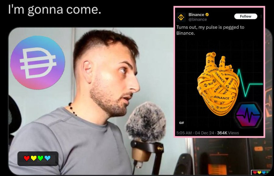 ❤️💛💚💙

"Turns out, my pulse is pegged to Binance."

- Binance (Dec 2024)
