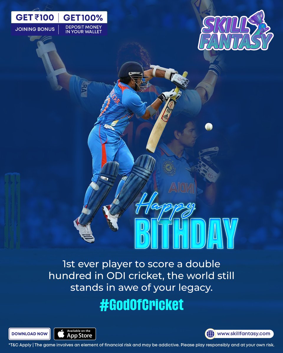 skillfantasyind's tweet image. Here’s to the icon who made every street corner a #Cricket pitch and every kid a dreamer. Happy Birthday, God of Cricket!

#SkillFantasy #HappyBirthdaySachin #SachinTendulkarBirthday #Sachin #TeamIndia #IndianCricketTeam #IndianCricket #FantasyCricket #Cricketupdate #India