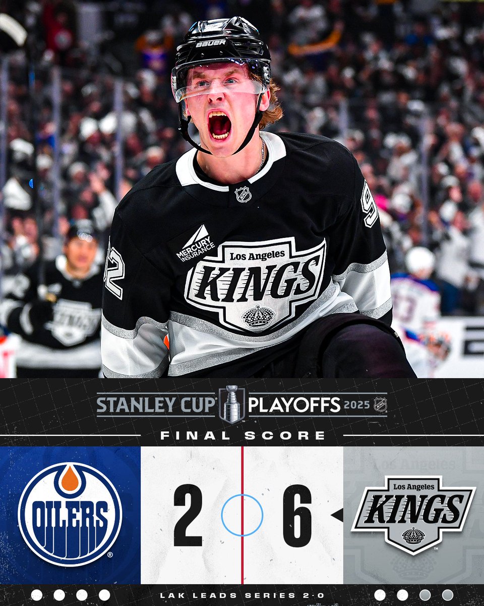 NHL (@nhl) on Twitter photo A GAME 2 WIN FOR THE KINGS! 👑 #StanleyCup
Catch Game 3 between the <a href="/LAKings/">LA Kings</a> and <a href="/EdmontonOilers/">Edmonton Oilers</a> on Friday, April 25 at 10p ET on <a href="/NHL_On_TNT/">NHLonTNT</a>, <a href="/SportsonMax/">Sports on Max</a>, <a href="/Sportsnet/">Sportsnet</a> and <a href="/TVASports/">TVA Sports</a> 2! A GAME 2 WIN FOR THE KINGS! 👑 #StanleyCup
Catch Game 3 between the <a href="/LAKings/">LA Kings</a> and <a href="/EdmontonOilers/">Edmonton Oilers</a> on Friday, April 25 at 10p ET on <a href="/NHL_On_TNT/">NHLonTNT</a>, <a href="/SportsonMax/">Sports on Max</a>, <a href="/Sportsnet/">Sportsnet</a> and <a href="/TVASports/">TVA Sports</a> 2!