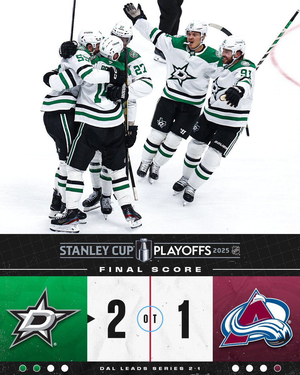 NHL (@nhl) on Twitter photo AN OVERTIME WIN FOR THE STARS! 🌟 #StanleyCup
Game 4 between the <a href="/DallasStars/">Dallas Stars</a> and the <a href="/Avalanche/">Colorado Avalanche</a> goes Saturday, April 26 at 9:30p ET on <a href="/NHL_On_TNT/">NHLonTNT</a> (TBS), <a href="/SportsonMax/">Sports on Max</a>, <a href="/Sportsnet/">Sportsnet</a> and <a href="/TVASports/">TVA Sports</a>! AN OVERTIME WIN FOR THE STARS! 🌟 #StanleyCup
Game 4 between the <a href="/DallasStars/">Dallas Stars</a> and the <a href="/Avalanche/">Colorado Avalanche</a> goes Saturday, April 26 at 9:30p ET on <a href="/NHL_On_TNT/">NHLonTNT</a> (TBS), <a href="/SportsonMax/">Sports on Max</a>, <a href="/Sportsnet/">Sportsnet</a> and <a href="/TVASports/">TVA Sports</a>!