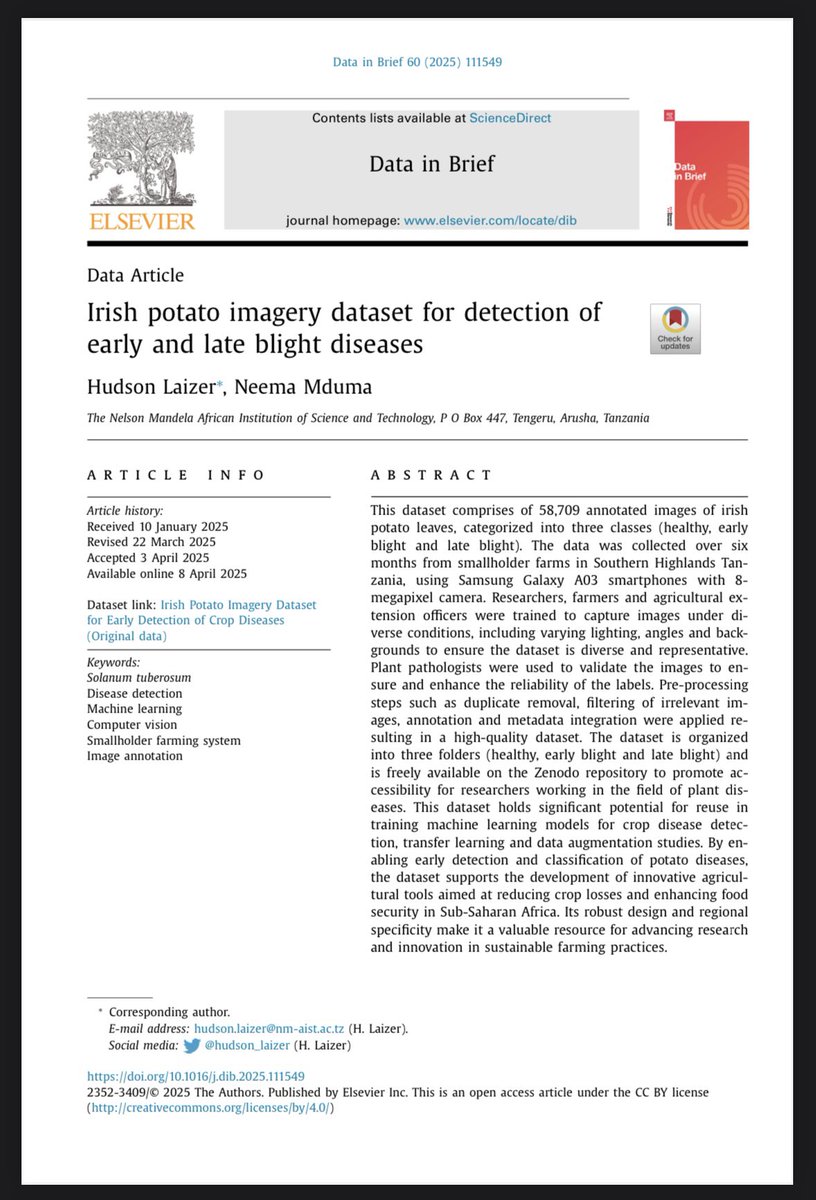 Our paper on Irish potato imagery dataset is out

Enjoy reading: doi.org/10.1016/j.dib.…