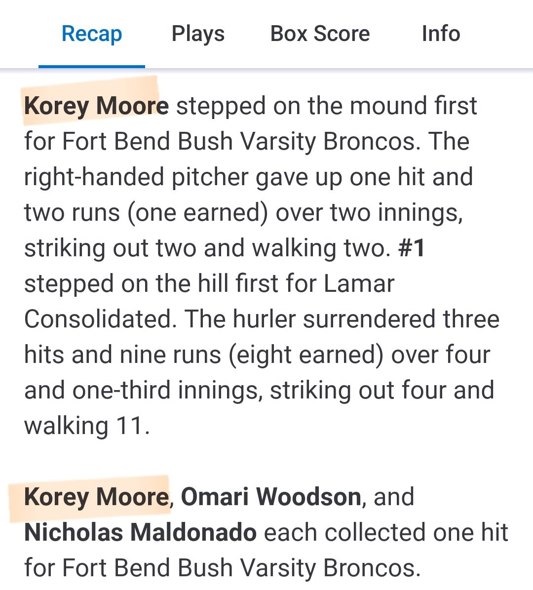 A few highlights from a difficult season. 
.
.
#kisking_02 #Classof2026 #StudentAthlete #GPA #Top10%  #GBHS #Broncos #Infield  #highschoolbaseball #2 #Future #Architect #fieldlevel #uncommitted #fbisdathletics #bushathletics