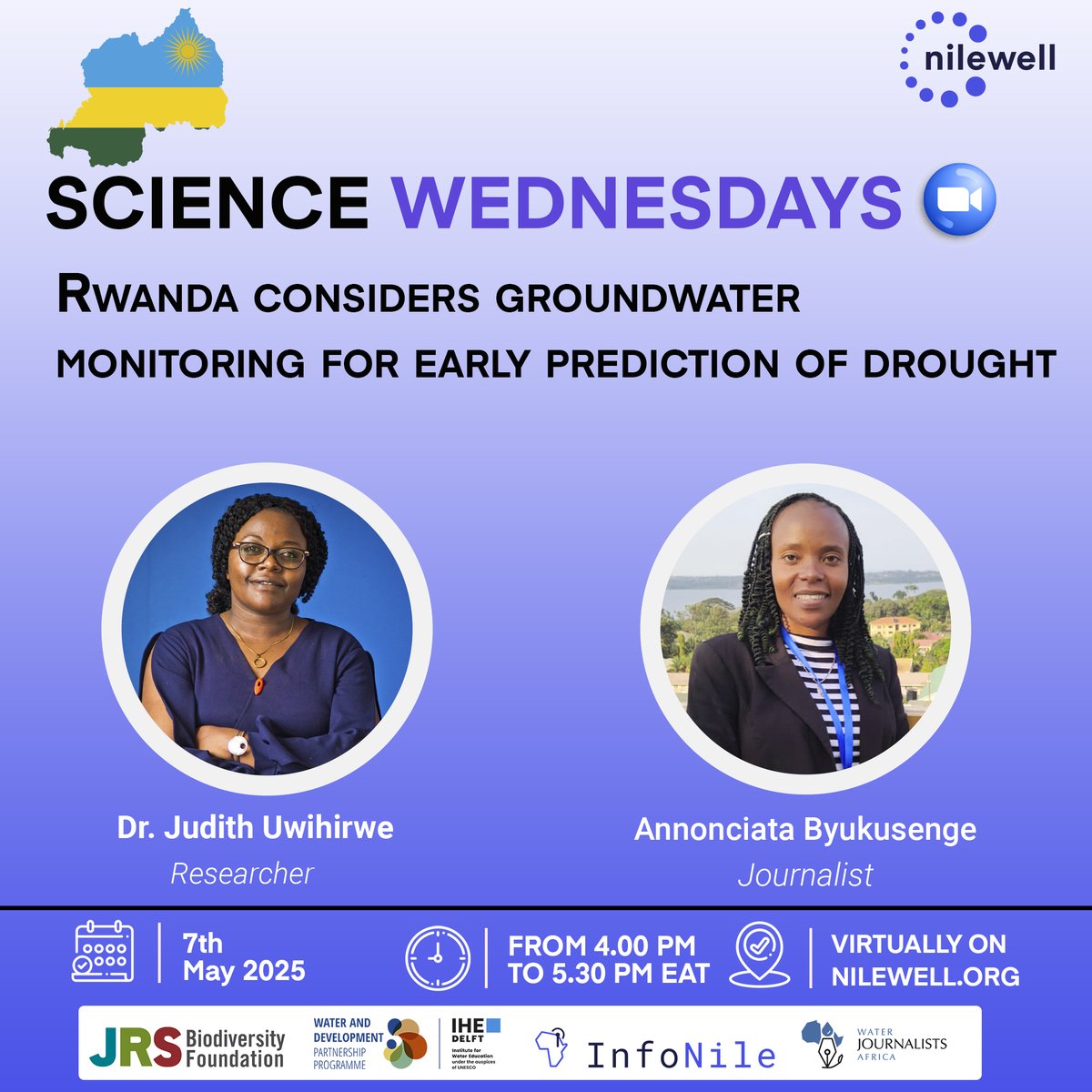 infoNILE's tweet photo. Talking of collaborations between media and science, the 18th #SciWednesdays is back with solutions for Eastern Province🇷🇼- a drought prone area.
#Groundwater use is overstretched. Could monitoring be the solution?
Join the discussion🫱🏾🫲🏿
Register:➡️🔗 https://t.co/6WJCGjbNHM https://t.co/zWqwXqgdmK