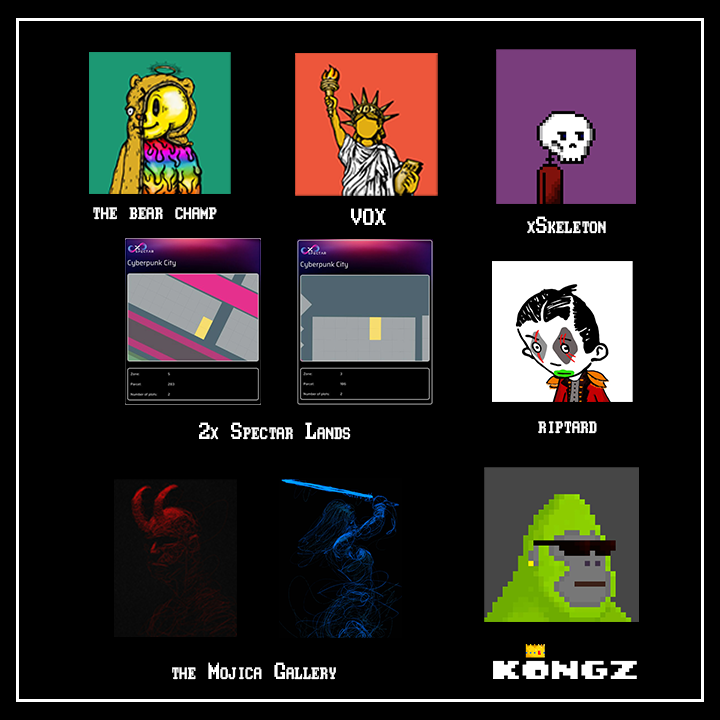 🔥YO KONGZ! THE FINAL MEGA JACKPOT IS HERE🔥

5 chosen ones will walk away with legendary prizes:

🔹 Bear Champ by <a href="/JcRivera/">JCRivera</a>
🔹 Xskeleton by <a href="/XRPL_Skeletons/">xSkeleton</a> 
🔹 Riptard by <a href="/RiptardXRPL/">RIPTARD</a> 
🔹 Vox by <a href="/VOX_XRPL/">VOX</a> 
🔹 2x Spectar Lands by <a href="/xSPECTAR/">xSPECTAR ™</a> 

And every prize also comes with a