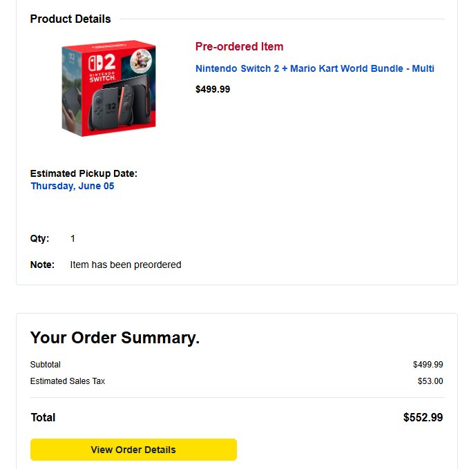 KiLLEPTiC's tweet photo. We did it. Nintendo Switch 2 ordered.

@Target was horrible. 👎 

@BestBuy for the win. 🏆 https://t.co/WgvpfDkzaY