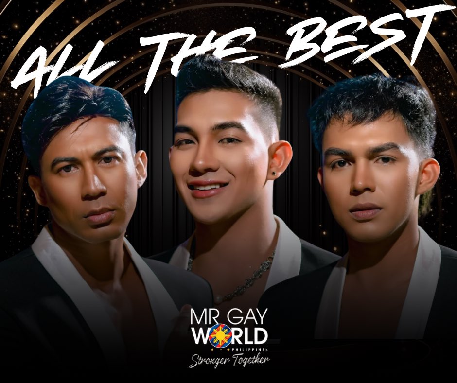 Wishing all the best to our three incredible Ambassadors as they represent with pride and purpose at Mr. Gay World PH. Go shine, kings! 👑 <a href="/dheyledizon/">Dheyle Dizon PitCrew</a> <a href="/muahdayaw/">Muah Dayaw</a> <a href="/KingTitus1998/">King Titus</a>