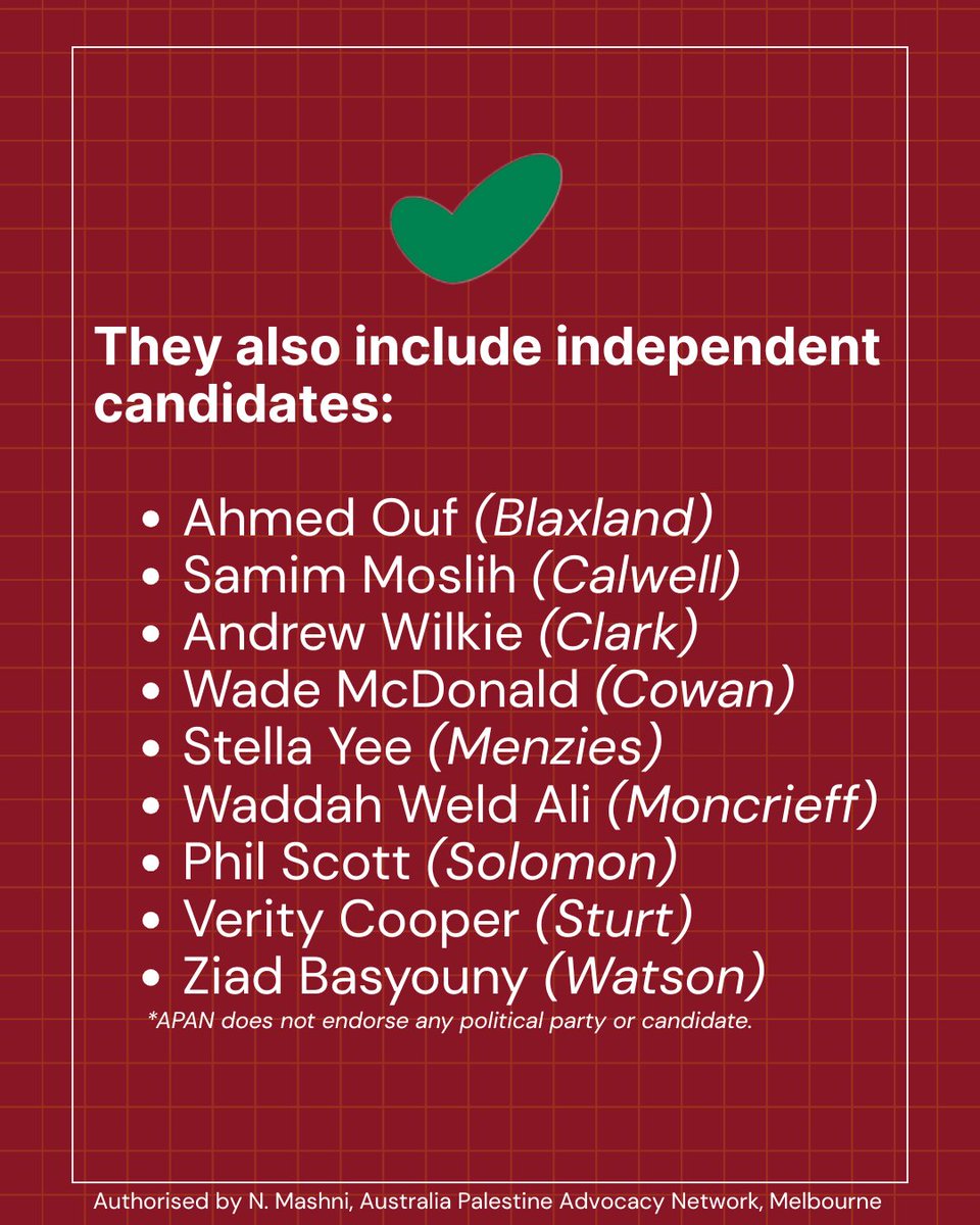 Are your candidates showing up for Palestine?

This election, we've asked all candidates across the country to show their commitment to justice, humanity, international law and Palestine.

Swipe through to see how the major parties stack up, and which candidates are prepared to