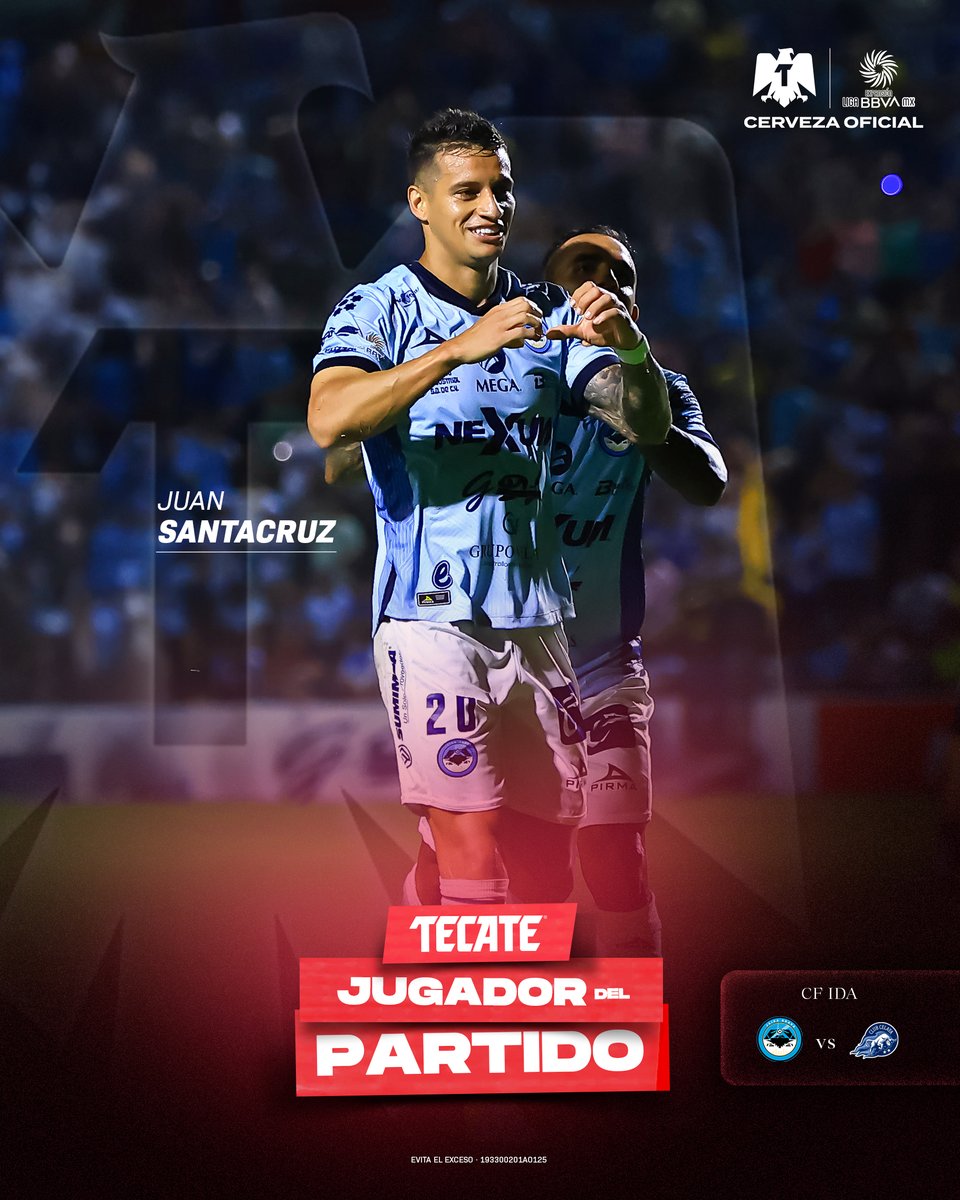 #TecateJugadorDelPartido | Juan Santacruz🎖️

Marcó el único tanto de la noche para darle la ventaja a la <a href="/JaibaBrava_TM/">Jaiba Brava</a> en los #CuartosDeFinal. 👊

<a href="/CervezaTecate/">Cerveza Tecate</a>