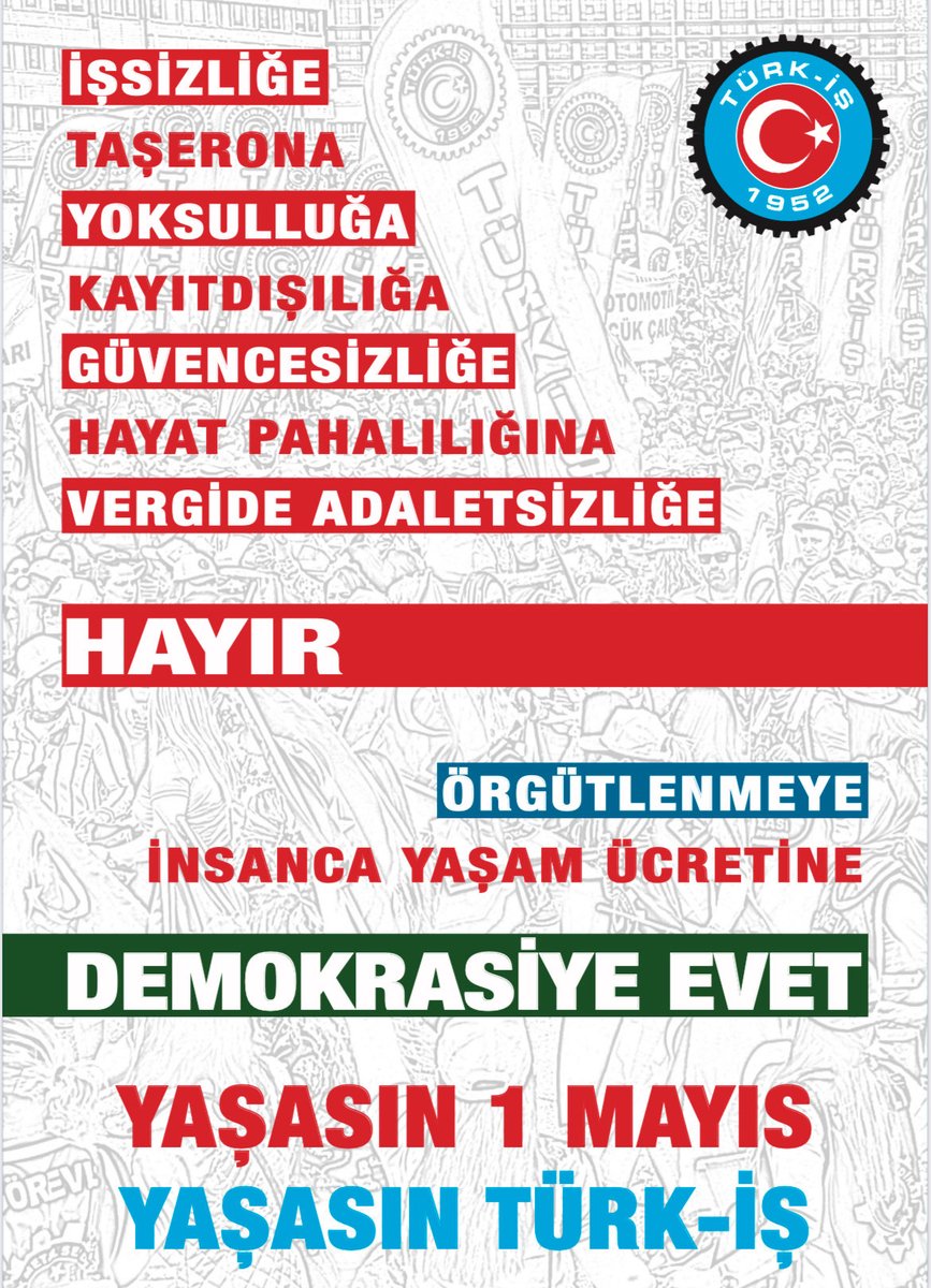 1 Mayıs Emek ve Dayanışma Günü’nde, TÜRK-İŞ Konfederasyonu’na bağlı sendikalarla birlikte Kartal Meydanı’ndayız! Emeğin onuru, dayanışmanın gücüyle omuz omuza!