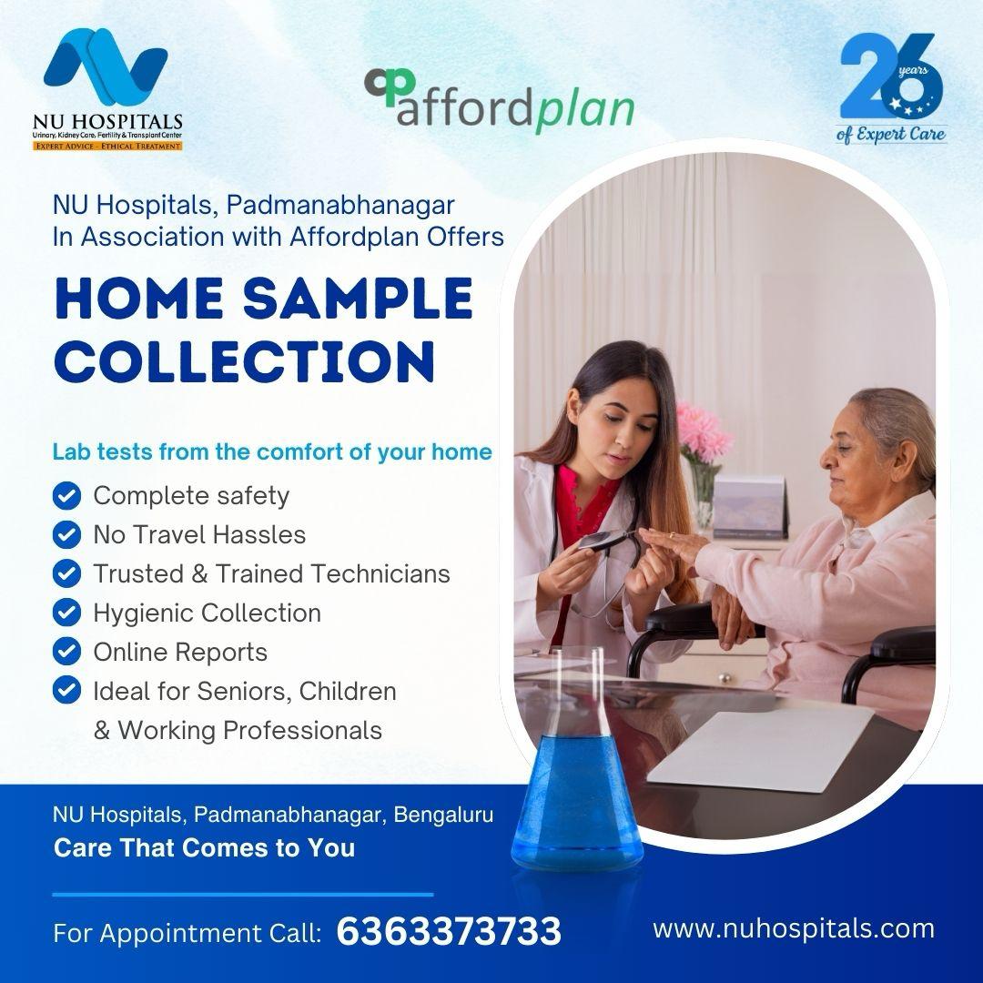 Now Collecting Care from the Comfort of Your Home!

 Introducing home lab sample collection by NU Hospitals - safe, simple, and seamless. 

Say goodbye to travel, traffic, and waiting rooms! 🙌