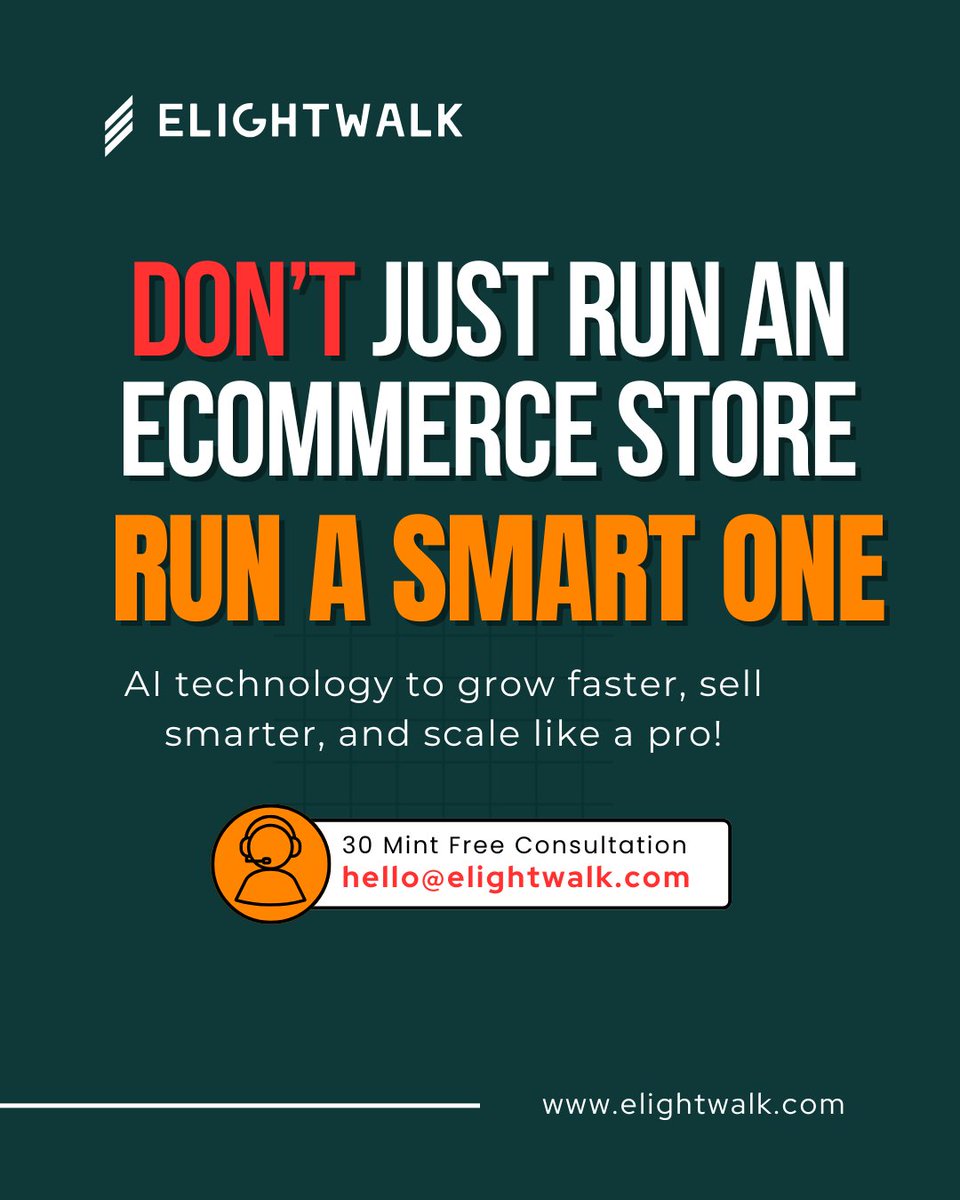 elightwalk's tweet image. Grow your online store faster  and smarter with AI!
🤖 24/7 chatbots 
🎁 personalized journeys 
📣 laser‑targeted marketing 
🔒 fraud blocking 
💸 dynamic pricing  
📦 inventory smarts 
✍️ instant content
#MagentoDevelopment #AIinEcommerce #SmartEcommerce