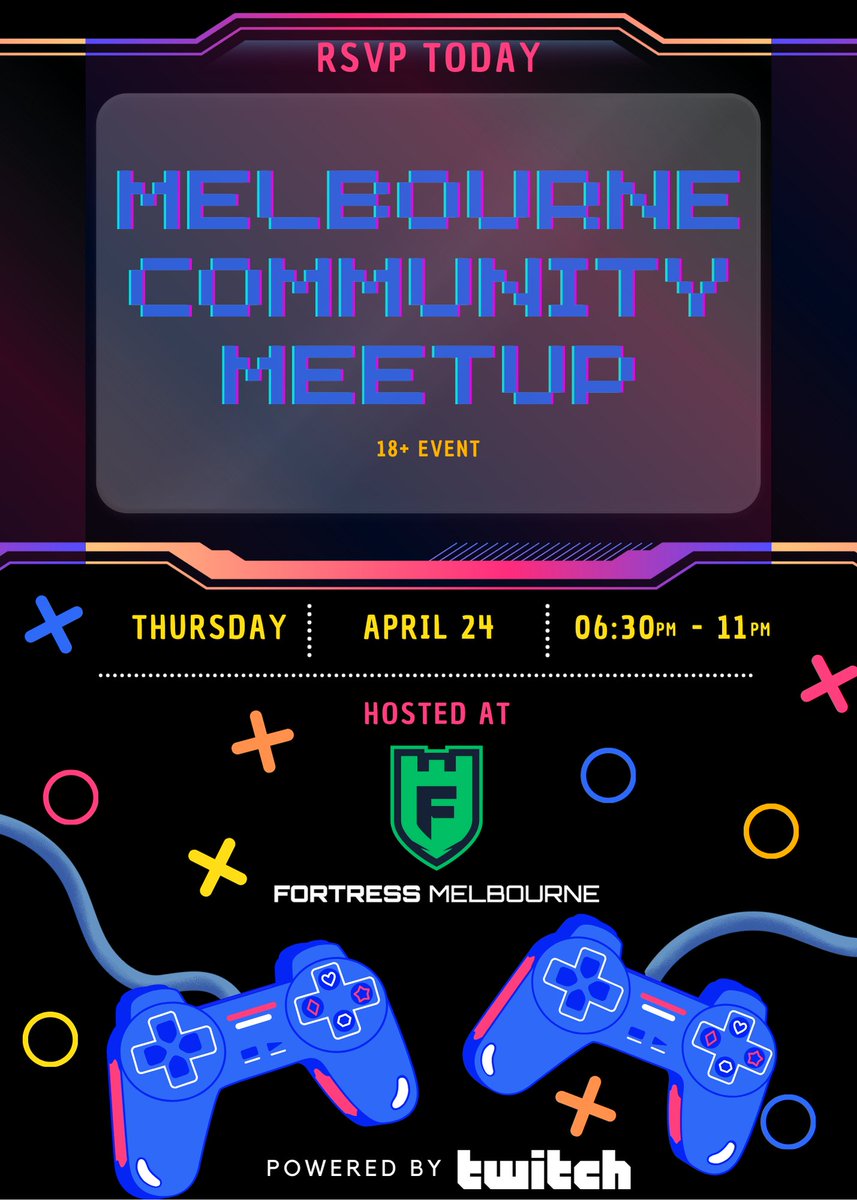 Twitch Melbourne (@twitchmelbourne) on Twitter photo Melbourne’s biggest Twitch community night lands at <a href="/FortressMelb/">Fortress Melbourne</a> TONIGHT 💜
🎮 Games
🍸 Subathon cocktail
🕺 Music
🧢 Swag
See you from 6:30PM!
RSVP bit.ly/4bTX41z
#TwitchMelbourne #StreamerLife #IEM #PoweredByTwitch Melbourne’s biggest Twitch community night lands at <a href="/FortressMelb/">Fortress Melbourne</a> TONIGHT 💜
🎮 Games
🍸 Subathon cocktail
🕺 Music
🧢 Swag
See you from 6:30PM!
RSVP bit.ly/4bTX41z
#TwitchMelbourne #StreamerLife #IEM #PoweredByTwitch