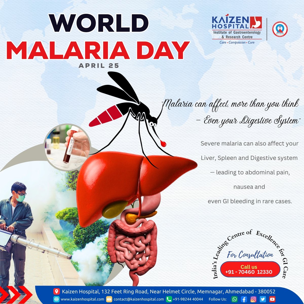 KaizenHospital's tweet photo. ✨𝐖𝐨𝐫𝐥𝐝 𝐌𝐚𝐥𝐚𝐫𝐢𝐚 𝐃𝐚𝐲 | April 25th✨

✨D͎i͎d͎ ͎y͎o͎u͎ ͎k͎n͎o͎w͎?͎
Malaria doesn't just cause fever — in severe cases, it can impact your liver, spleen, and digestive system too.

✨𝐊𝐚𝐢𝐳𝐞𝐧 𝐇𝐨𝐬𝐩𝐢𝐭𝐚𝐥 𝐀'𝐛𝐚𝐝  Call us : +91 70460 12330 https://t.co/9KXYApEN7t