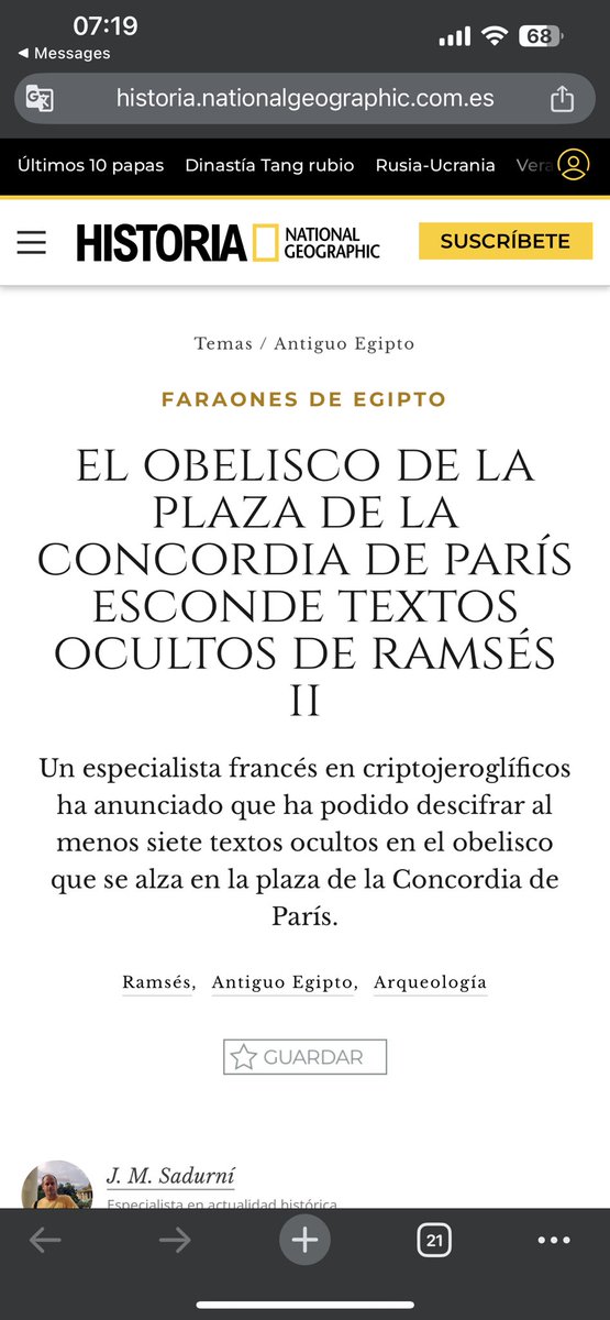 FREgyptologist's tweet photo. Quand de bon matin tu découvres que ta découverte sur l’obélisque de la Concorde est présentée dans le National Geographic espagnol 😅
Ça fait bizarre, mais c’est chouette quand même 🥰
@NatGeo @NatGeoFR @NatGeoEsp #obelisquedelaconcorde #ramsesii https://t.co/Yj2NMOmiO0