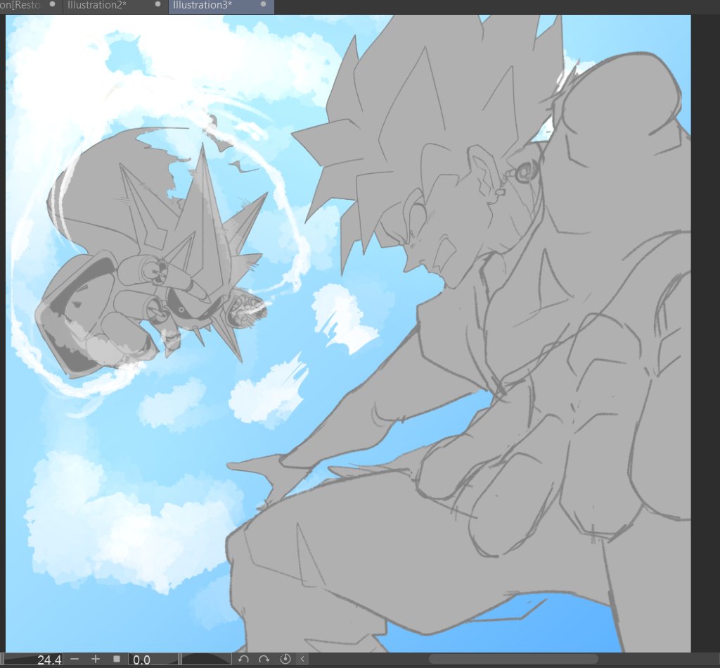 Can't believe I never showed this but this was a WIP sketch I was doing at Uni back in November! Might actually finish this on second glance.

(Super) Neo Metal Vs. (Rosé) Goku Black ^_^