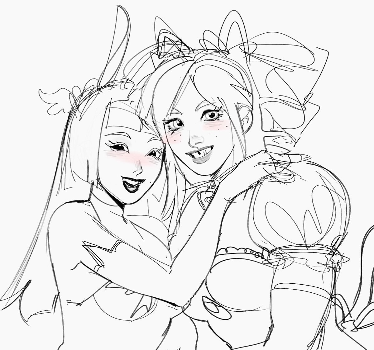 drtxddybear's tweet photo. #dokiwatch Nocturna and Brigitte sketch 🐰🩷🐱 https://t.co/pvhT9qSgpC