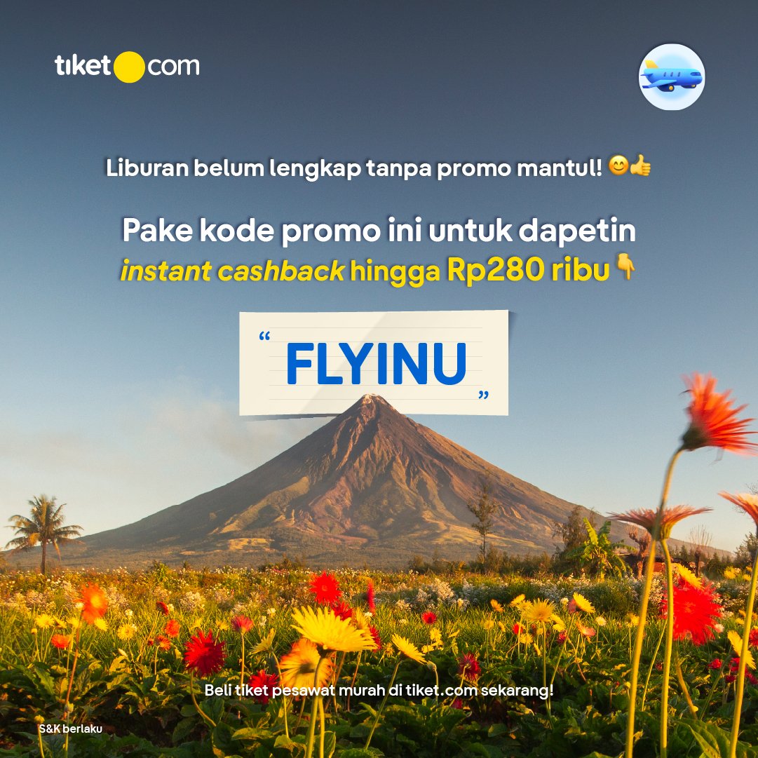 tiket's tweet photo. Gajian dikit lagi, saatnya pikirin next liburan mau ke mana! 🤭🫵
Ada kode promo spesial nih yang bikin tiket pesawat jadi murah meriah! Pakai kode promonya di sini 👉 https://t.co/egJDLRxhqt
#SemuaAdaTiketnya #PromoTiketPesawat #KodePromo https://t.co/bFqIYmko8N