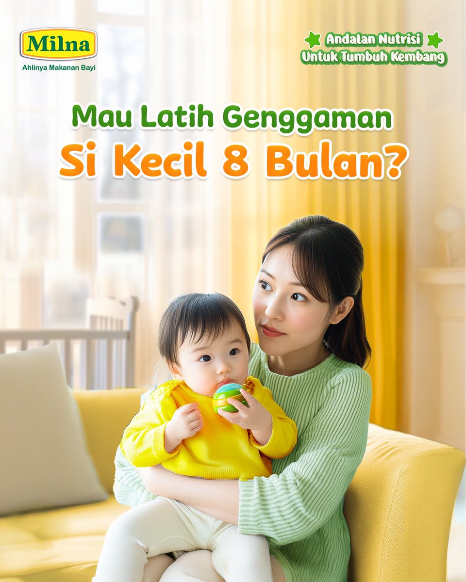 BundaMilna's tweet photo. ✨Bunda, Latih Genggaman Si Kecil Yuk!
Bantu Si Kecil belajar menggenggam dengan camilan lezat: Milna Biskuit Bayi Finger 🧡
Cocok untuk usia 8 bulan ke atas, kaya nutrisi, dan praktis jadi camilan.
Jangan lupa stok di rumah ya, Bun! 🥰
#Milna #MilnaBBBooster #MilnaFingerFood https://t.co/NeVyZAIXOv