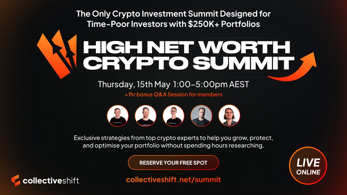 We’re excited to announce our biggest free virtual crypto investment event yet.

After the success of last year’s summit, we’re going bigger in 2025:

5 hours. 5 speakers. Zero fluff.

100% high-impact strategy.

If you’ve got a large crypto portfolio and you're a time-poor