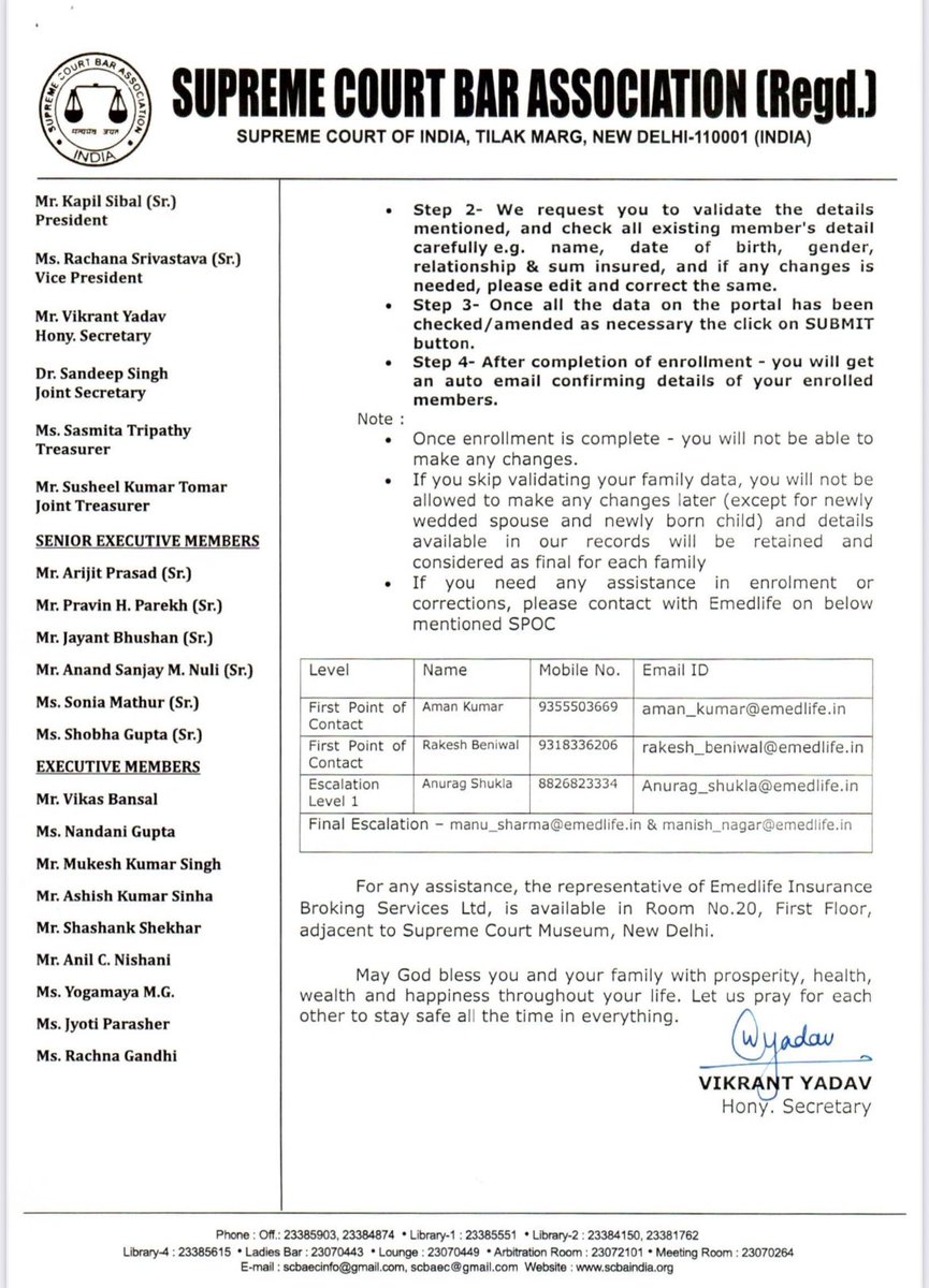 barandbench's tweet image. SCBA launches free ₹2L mediclaim policy for members who voted in 2024 elections, starting May 5, 2025. Top-up options up to ₹20L available; enrollment closes Apr 30. 

#SCBA #MedicalInsurance