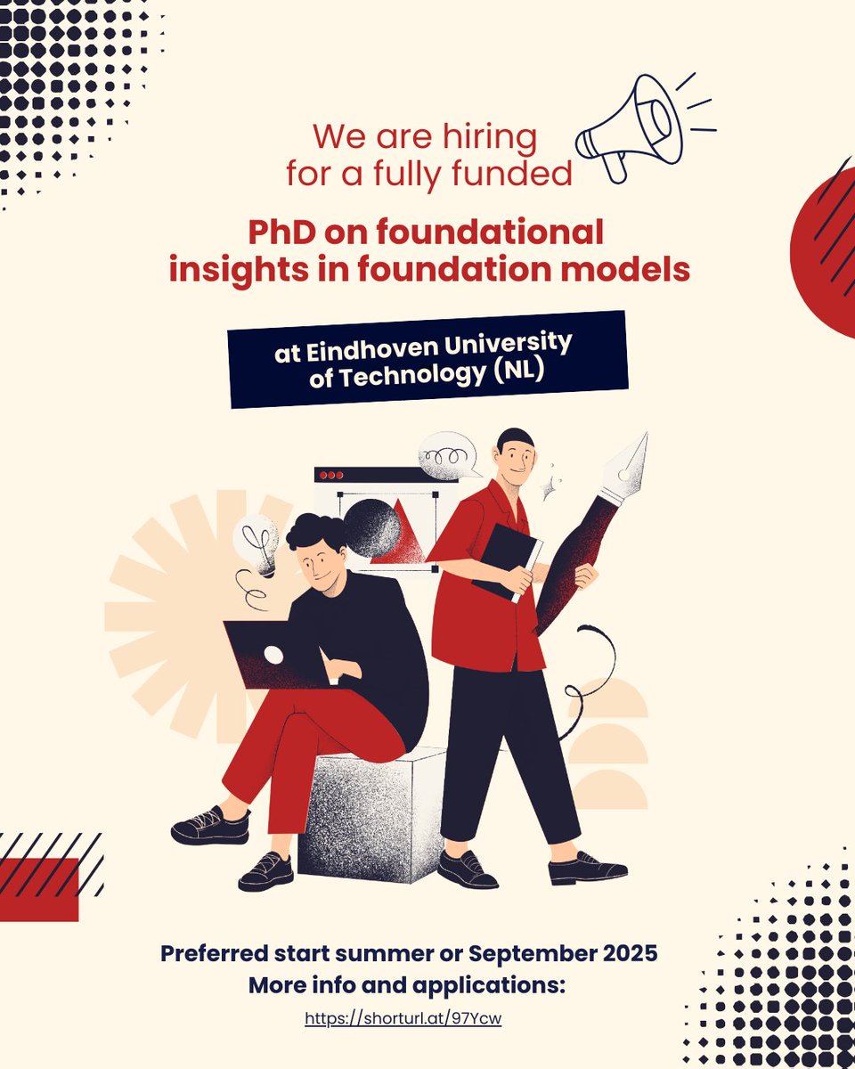 Are you excited to study how neural networks really work? And would you love to translate these insights to improve privacy and safety? 
Together with <a href="/pechenizkiy/">Mykola Pechenizkiy</a>, I am looking for a new PhD student to join the group: shorturl.at/97Ycw.  Please share!