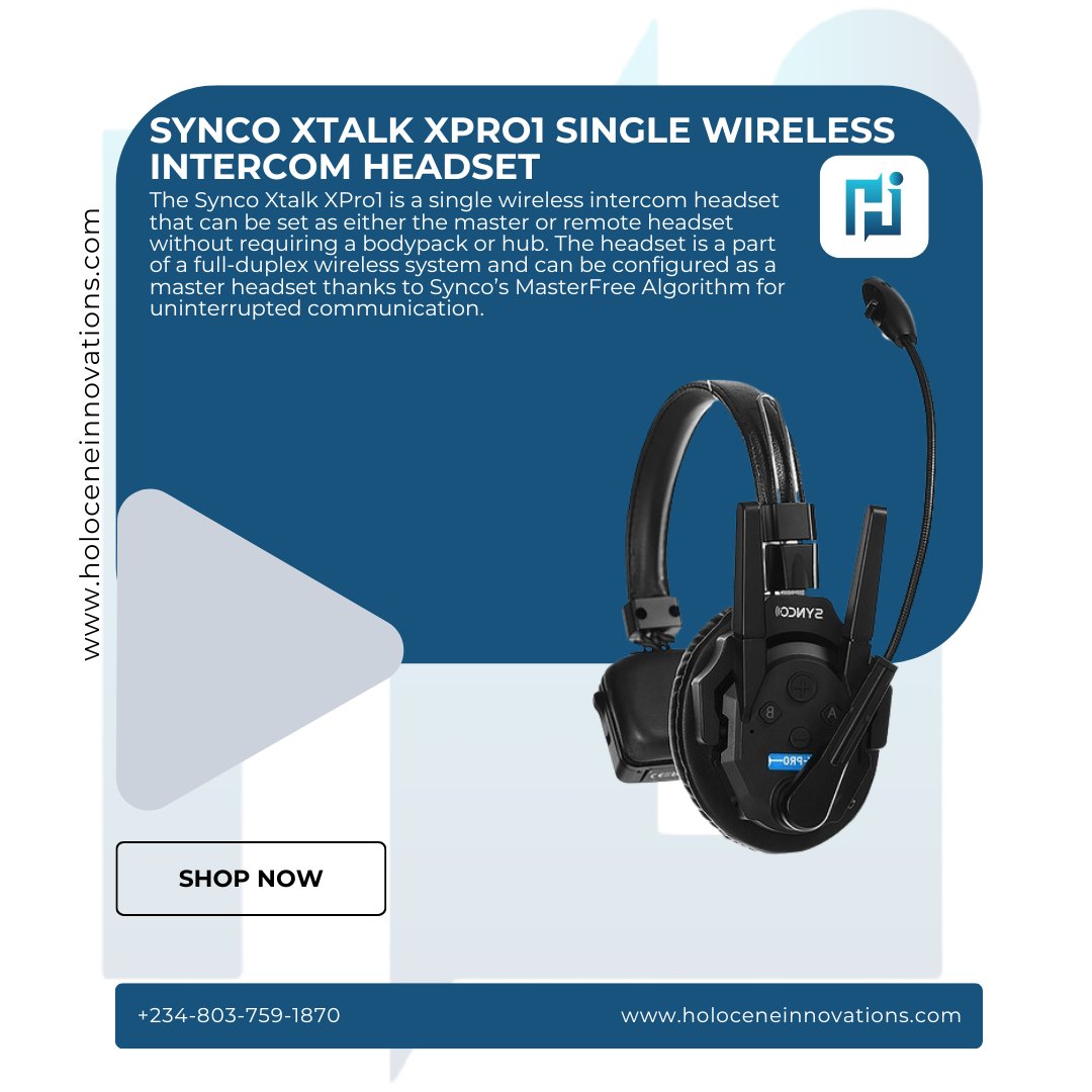 holoceneinnovat's tweet image. The Synco Xtalk XPro1 Wireless Intercom Headset is built for seamless team communication on set, at events, or during productions.

Click link in bio to visit our website!

Call +2348037591870 or +2349167019000 for enquiries 

#synco
#wirelessintercom #production #filmset #event