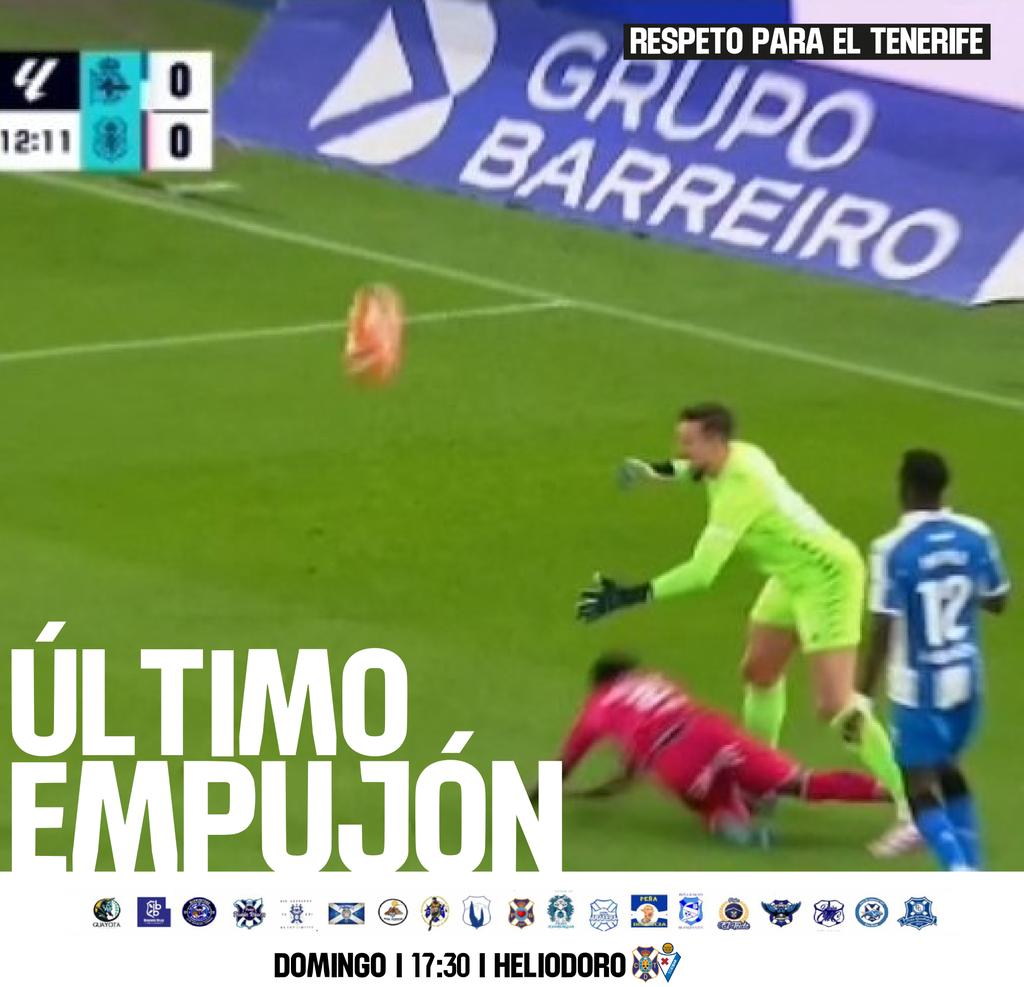 fpcdtenerife's tweet image. ÚLTIMO EMPUJÓN
El CD Tenerife apura sus opciones este 📆 Domingo a las ⌚ 17:30 en el 📍Heliodoro Rodríguez López.
🆚 SD Eibar