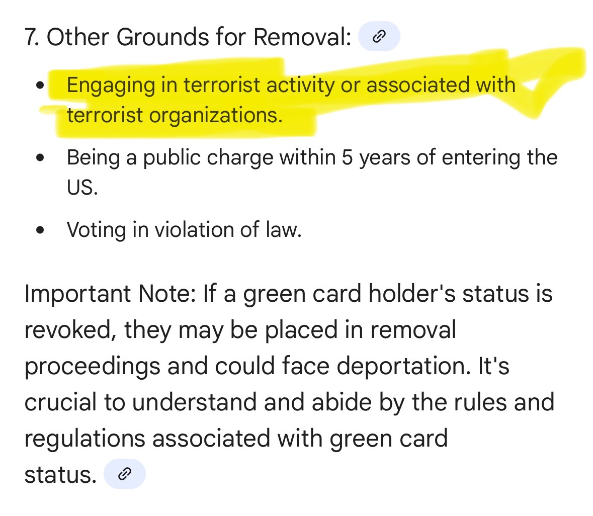 DMFoleyauthor's tweet photo. @CharlieO1027 @Donaldtrumpike The Trump administration is following the law. If you are a Green Card holder and you support terrorism, your card can be revoked. It’s the law. https://t.co/Zfb8jNdVEF