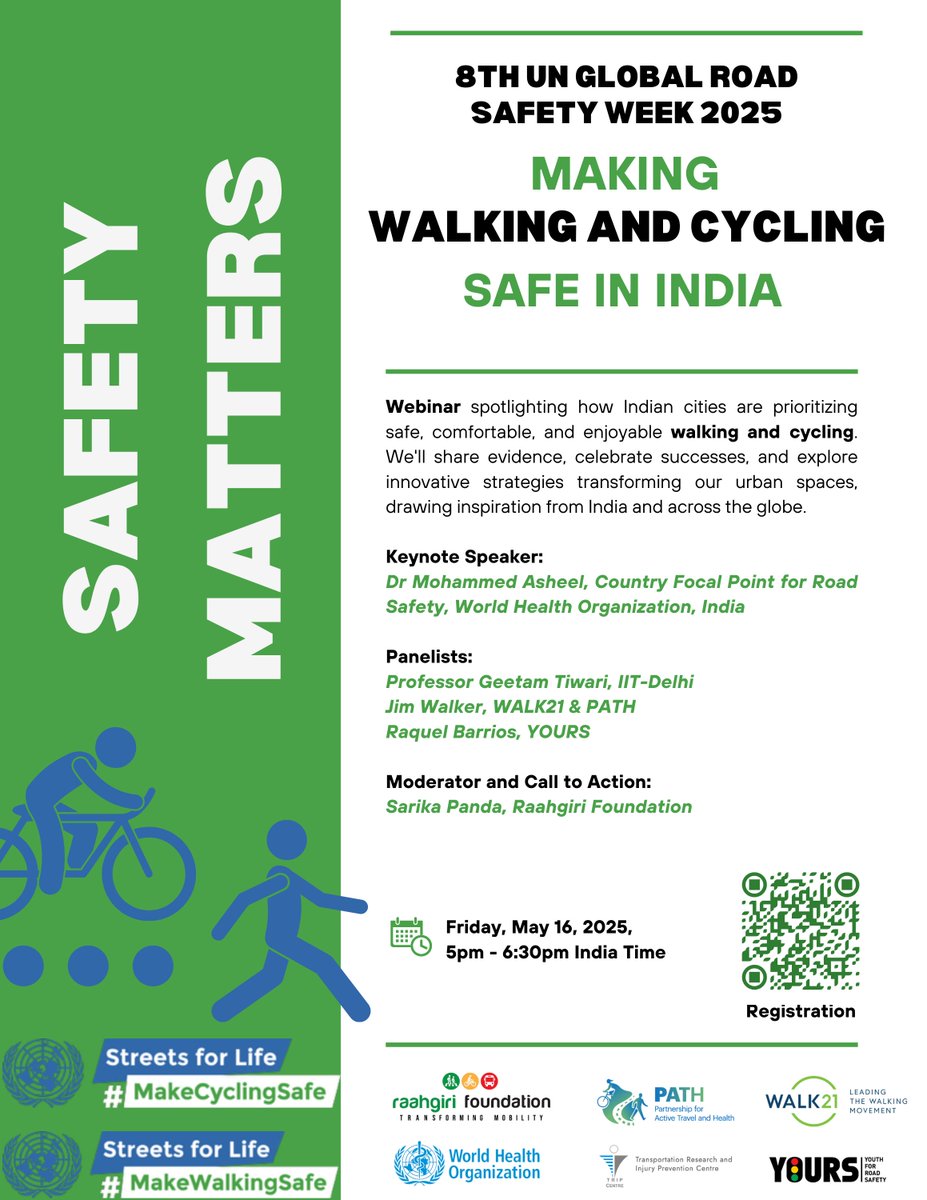 Webinar Alert📢
Steps Toward Better Streets, Join the #Conversation!

What if our cities were built for #people, not just for #vehicles?

On Friday, May 16, from 5:00 to 6:30 PM, we are hosting our #first #webinar of the year to talk about something close to all of us: Streets