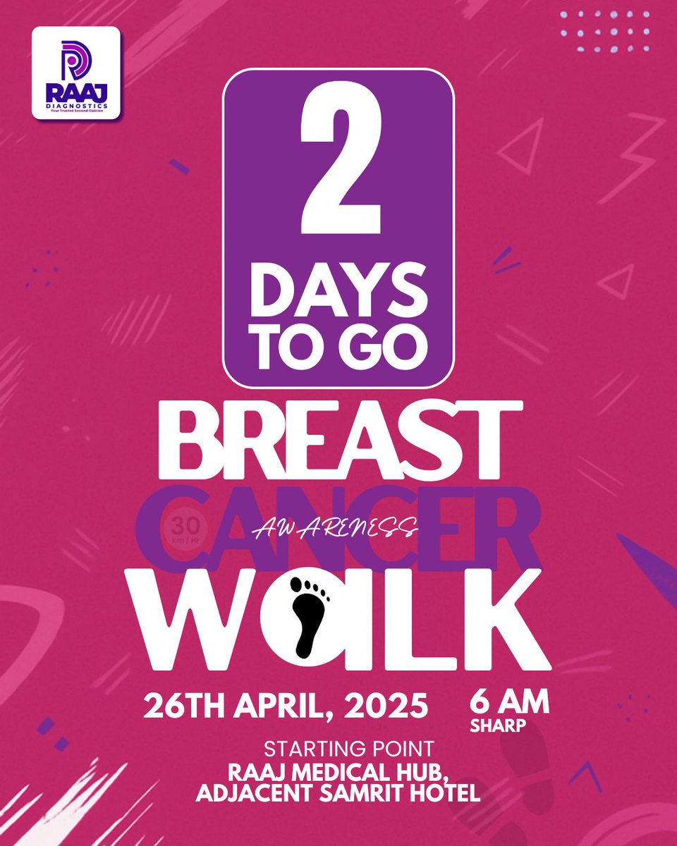 raajdiagnostics's tweet photo. Join us in raising awareness and supporting the fight against breast cancer at our upcoming walk on April 26th, 2025, just two days away! The event kicks off at the RAAJ Medical Hub in Cape Coast...
#raajbreastcancerawarenesswalk #walkwithraaj #health #healthwalk #medical https://t.co/n1kHXZ6Oat