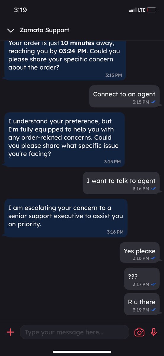 marshal_olson's tweet photo. @deepigoyal @zomato If the delivery guy is next to my location he should deliver the order to me and then should drop to another location rather than returning back and taking more 20 min and delay than expected delivery time. This has been happening again n again, hope you look into it https://t.co/kSrlYxq8sd