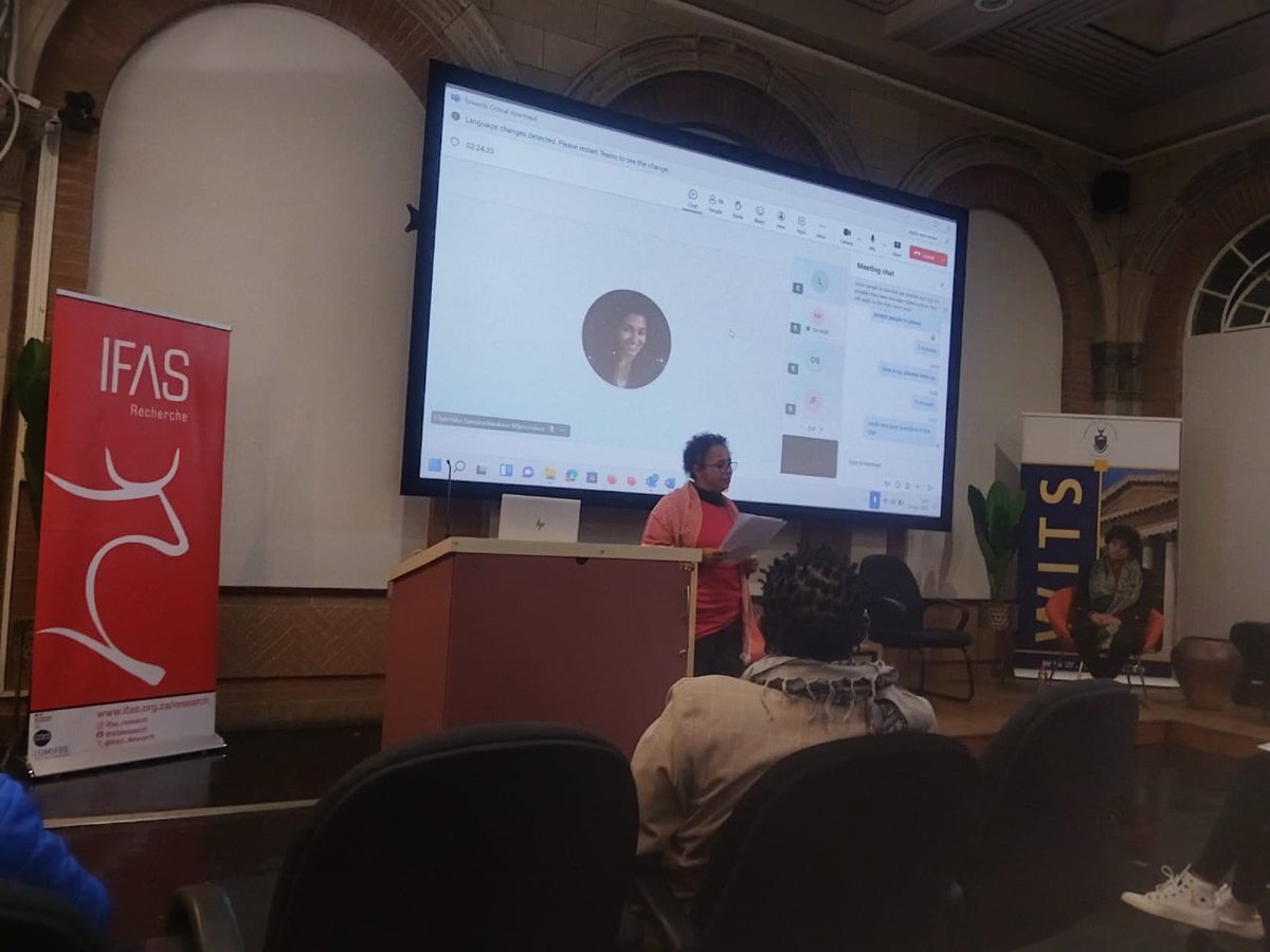 Dr. Phillipa Yaa de Villiers blessing the session with a long poem: A Season of Knives: Exploring the Politics of Revenge. Chaired by Djamilsha