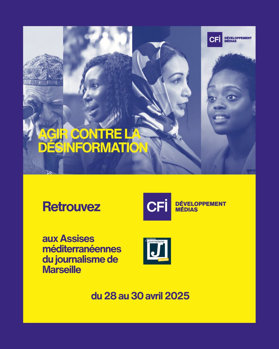 CFImedias (@cfimedias) on Twitter photo 🔵 CFI sera présente aux Assises du Journalisme du 28 au 30 avril à Marseille, et mènera plusieurs séquences.
✔️ Au programme : discours de <a href="/ThierryVallat/">Thierry VALLAT</a> PDG de CFI, conférences et tables rondes sur le journalisme en exil, les radios méditerranéennes et africaines de proximité, 🔵 CFI sera présente aux Assises du Journalisme du 28 au 30 avril à Marseille, et mènera plusieurs séquences.
✔️ Au programme : discours de <a href="/ThierryVallat/">Thierry VALLAT</a> PDG de CFI, conférences et tables rondes sur le journalisme en exil, les radios méditerranéennes et africaines de proximité,
