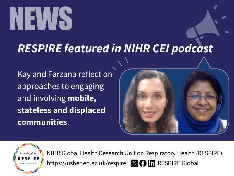 RESPIRE (@respireglobal) on Twitter photo Ep 3 of the <a href="/NIHRglobal/">NIHR Global Health</a> Podcast "Spotlight on CEI: Leaving no one behind" is out!
Hear Kay Nathan & <a href="/farzanakhan04/">Farzana Khan</a> reflect on involving and engaging with stateless communities in Sabah, Malaysia and the Rohingya refugee camps in Bangladesh.
Read about it: edin.ac/42YWg8G Ep 3 of the <a href="/NIHRglobal/">NIHR Global Health</a> Podcast "Spotlight on CEI: Leaving no one behind" is out!
Hear Kay Nathan & <a href="/farzanakhan04/">Farzana Khan</a> reflect on involving and engaging with stateless communities in Sabah, Malaysia and the Rohingya refugee camps in Bangladesh.
Read about it: edin.ac/42YWg8G