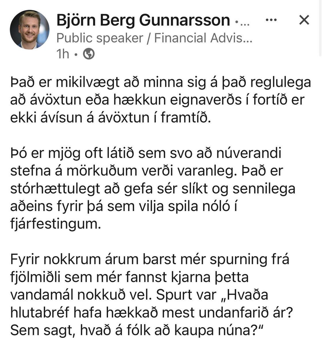 Fyrirvarinn góði hjá <a href="/BjornBergG/">Björn Berg</a> á LinkedIn