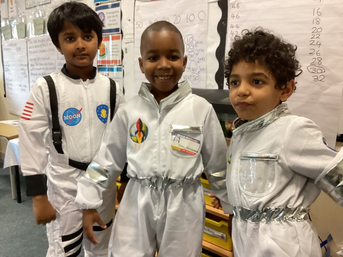 CCESchool's tweet image. To support their new topic in history, Year 1 came dressed as astronauts.
In history, they are learning about famous astronauts such as Tim Peake, Neil Armstrong, Bernard Harris Jr and Mae Jemison. 🌌