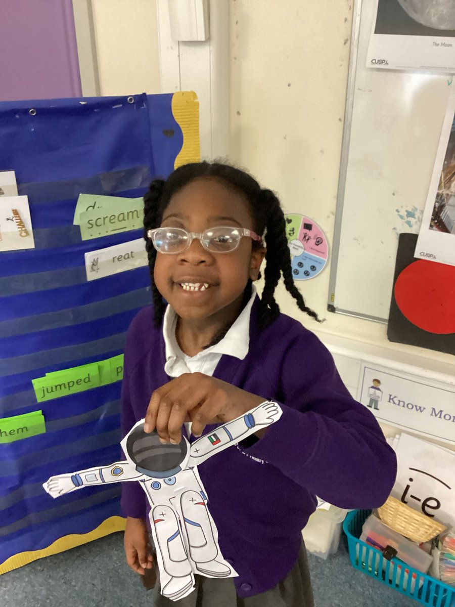 CCESchool's tweet image. To support their new topic in history, Year 1 came dressed as astronauts.
In history, they are learning about famous astronauts such as Tim Peake, Neil Armstrong, Bernard Harris Jr and Mae Jemison. 🌌