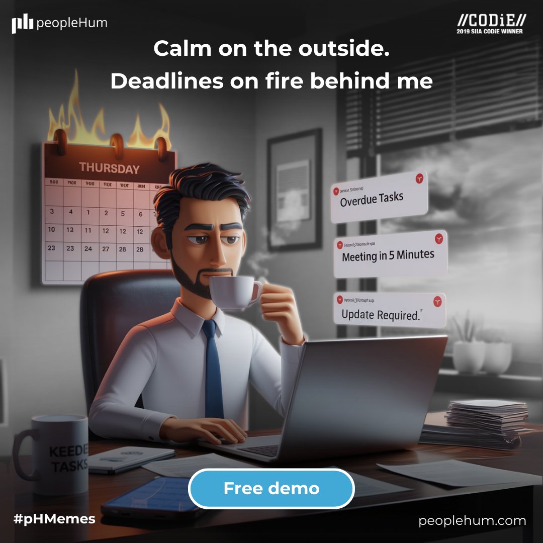 PeopleHum's tweet photo. Calm on the outside. Deadlines on fire behind me. 😅🔥

📌 Book a free demo - https://t.co/IHoAP6q7zK

With peopleHum, streamline HR so you can stay calm, even when deadlines are burning up!

#Hr #Hrcommunity #Windhoek #Ankara #PHIA #FinalBBB25 #Meta https://t.co/zVPszknYGf