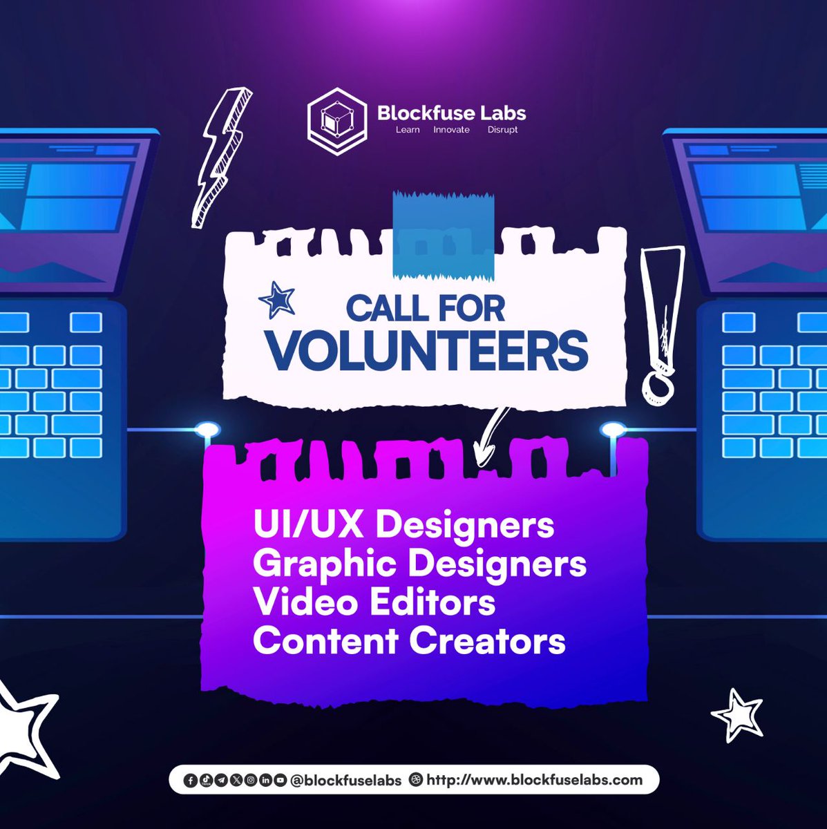 We're calling on creatives!

Blockfuse Labs is looking for volunteers:

UI/UX Designers

Graphics Designers

Video Editors

Content Creators

Want to grow your skills, build your portfolio &amp; be part of something meaningful?
Apply now: docs.google.com/forms/d/e/1FAI…

#Web3Africa
