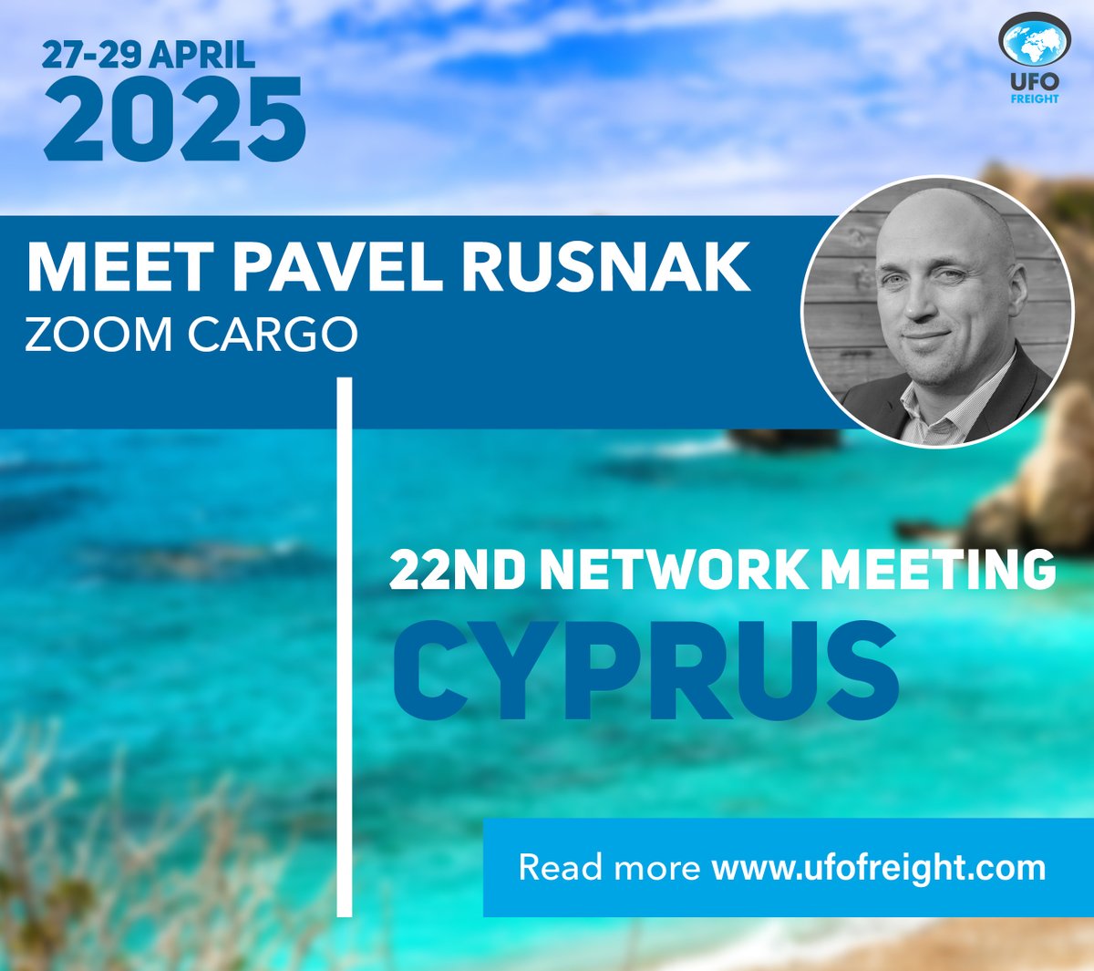 UFOFreight's tweet photo. Pavel Rusnak of ZOOM Cargo in the Czech Republic will be attending the exciting UFO 2025 Network Meeting, taking place in Paphos, Cyprus on 27-29 April.

We can't wait to celebrate our 25TH ANNIVERSARY with all our delegates in sunny Cyprus!

https://t.co/lguvj3RlO6

#ufofreight https://t.co/Og22IRquJN