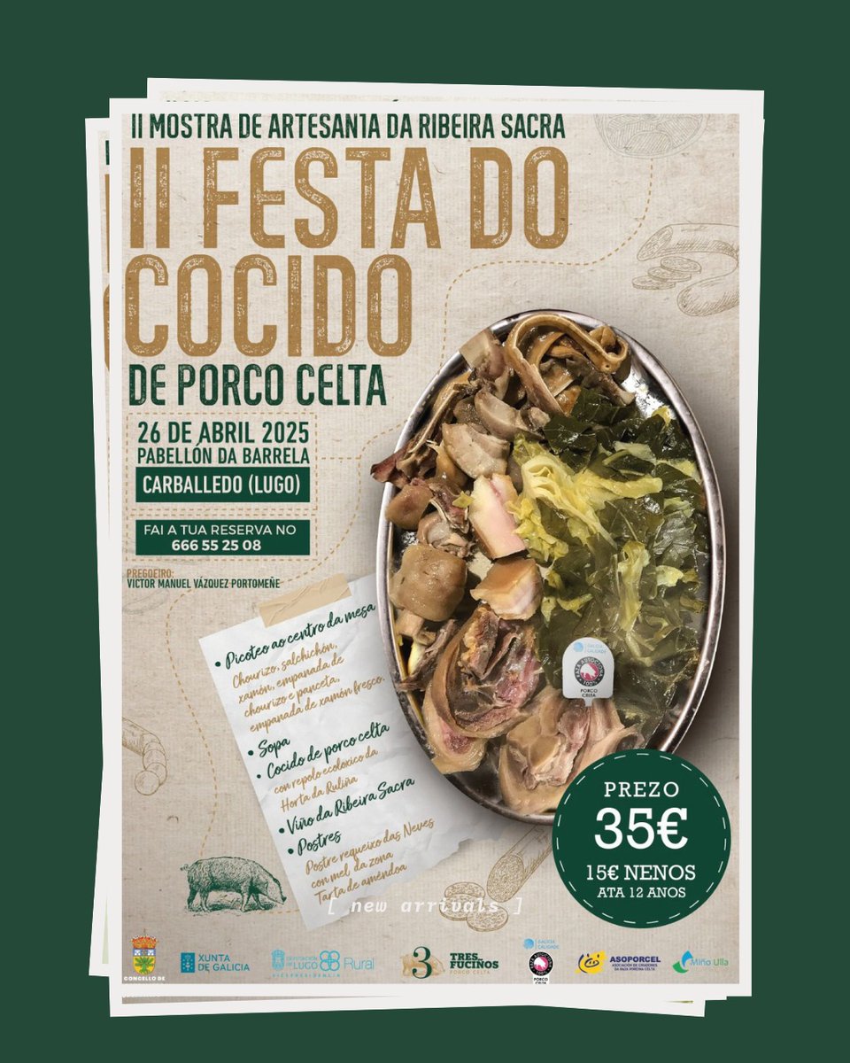 Apuntacheste❓Este sábado cocido de #PorcoCelta dos nosos asociados de 🐽 @3fucinos no 📍Concello de Carballedo, no Polideportivo da Barrela.

Anímate‼️👏👏👏

#slowfood #slowfoodcompostela #socioslowfood #redeslowfoodengalicia <a href="/ASOPORCEL/">ASOPORCEL</a>
