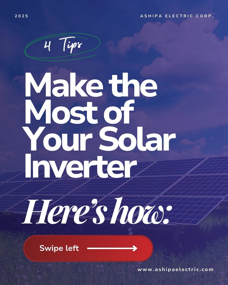 AshipaElectric's tweet image. Your solar inverter is working—
but is it working for you?

Here’s how to squeeze more value from the system you already have. From smarter usage timing to simple maintenance habits, these quick wins can make a big difference. ☀️🔋

#Ashipa #SolarTips #AshGrid #EnergyAccess