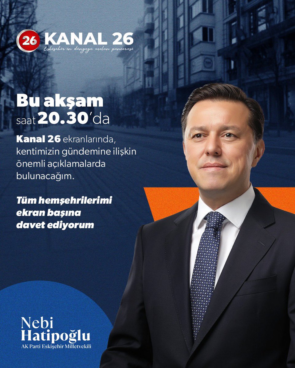 Bu akşam saat 20:30’da Kanal 26 ekranlarında, Hodri Meydan programında canlı yayın konuğu olacağım.

Tüm hemşehrilerimi ekran başına bekliyorum.