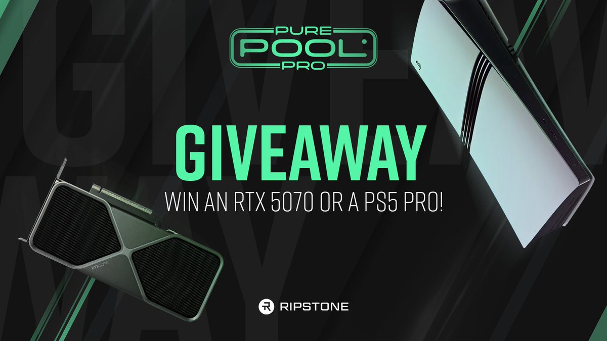 RipstoneGames's tweet image. 🎱 We&apos;re giving away a PS5 Pro or RTX 5070 to celebrate Pure Pool Pro!

Includes a copy of the game at launch.
Enter here ➡️ : loom.ly/jDU7DME
Ends 20 June. Good luck!

#PurePoolPro #Giveaway #PS5Pro #RTX5070 #Win #Gleam