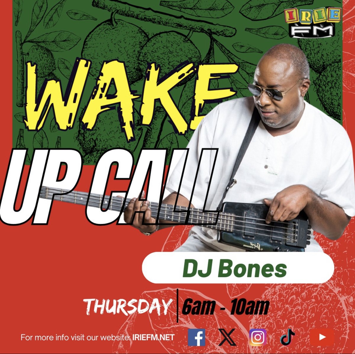 IG: iriefmofficial (@irie_fm) on Twitter photo Rise and shine! DJ Bones is LIVE on Irie FM with the “Wake Up Call” from 6 AM - 10 AM! 🎶🎤 Tune in and start your day the Irie way! 🔊📻 #WakeUpCall #DJBones #IrieFMLive #MorningVibes <a href="/djbonesja/">duane howard</a> Rise and shine! DJ Bones is LIVE on Irie FM with the “Wake Up Call” from 6 AM - 10 AM! 🎶🎤 Tune in and start your day the Irie way! 🔊📻 #WakeUpCall #DJBones #IrieFMLive #MorningVibes <a href="/djbonesja/">duane howard</a>