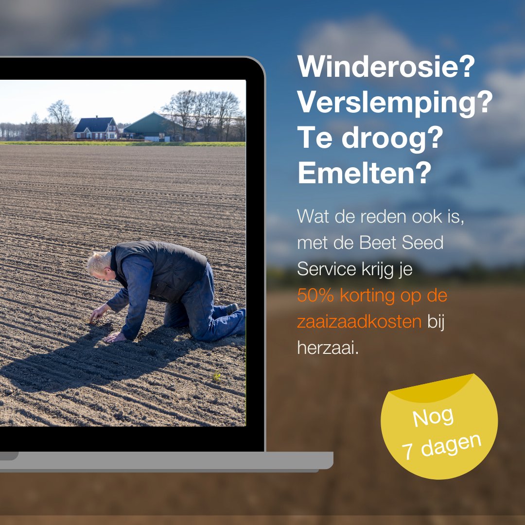 🚜 Herinnering aan alle bietentelers! 🌱
Je hebt nog 7 dagen om je bietenpercelen te registreren voor onze gratis Beet Seed Service! 
🗓️ Registratie deadline: 30 april
📋 Schade melden: mogelijk t/m 16 juni
Mis deze kans niet en registreer nu! 
#suikerbieten #bieten #Feedbeet