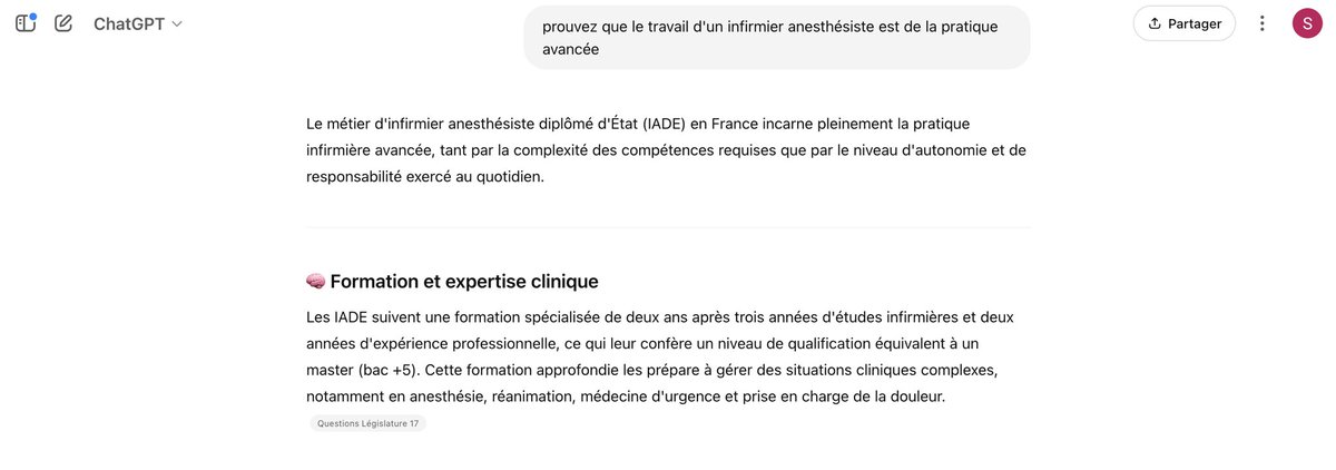 Question simple posée à ChatGPT… <a href="/SFAR_ORG/">SFAR Anesthésie Réanimation</a> <a href="/Sante_Gouv/">Ministère de la Santé et de l'Accès aux soins</a> <a href="/SNIA75/">SNIA : Syndicat Nal des #IADE</a> <a href="/NL1419/">Collectif IADE Normand</a> <a href="/ETUDIANTS_IADE/">ANEIA</a> #iadeenpratiqueavancee <a href="/yannickneuder/">Dr. Yannick Neuder</a> <a href="/CaVautrin/">Catherine Vautrin</a> <a href="/bayrou/">François Bayrou</a> <a href="/SOFIA_iade/">SOFIA</a> @iadeidf <a href="/CgtIade/">Collectif IADE CGT</a>