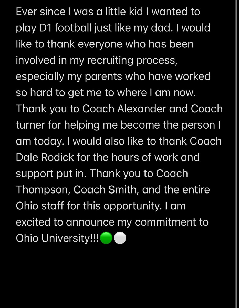 Colton Crosley (@coltoncrosley) on Twitter photo I’m thrilled to announce my commitment to continue my academic and athletic career at Ohio University!! 🟢⚪️
<a href="/Coach_Tavita/">Tavita Thompson</a> <a href="/coachsmitttty/">Brian Smith</a> <a href="/CoachObly/">Kyle Obly</a> <a href="/LoganM_CFB/">Logan Meyer</a> <a href="/nalexanderWJHS/">Coach Alexander</a> <a href="/DrewTurner57/">Drew Turner</a> <a href="/WalshJesuitFB/">Walsh Jesuit Football</a> <a href="/DaleRodick/">Dale Rodick II</a> I’m thrilled to announce my commitment to continue my academic and athletic career at Ohio University!! 🟢⚪️
<a href="/Coach_Tavita/">Tavita Thompson</a> <a href="/coachsmitttty/">Brian Smith</a> <a href="/CoachObly/">Kyle Obly</a> <a href="/LoganM_CFB/">Logan Meyer</a> <a href="/nalexanderWJHS/">Coach Alexander</a> <a href="/DrewTurner57/">Drew Turner</a> <a href="/WalshJesuitFB/">Walsh Jesuit Football</a> <a href="/DaleRodick/">Dale Rodick II</a>